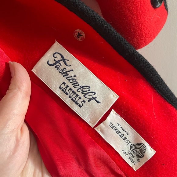 Vintage red pure wool coat union made - Picture 3 of 12